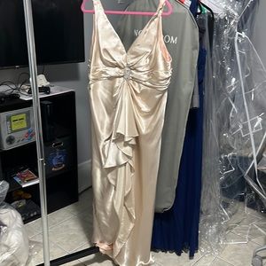 Faviana Gold satin evening dress with rhinestone detail size 23/24
